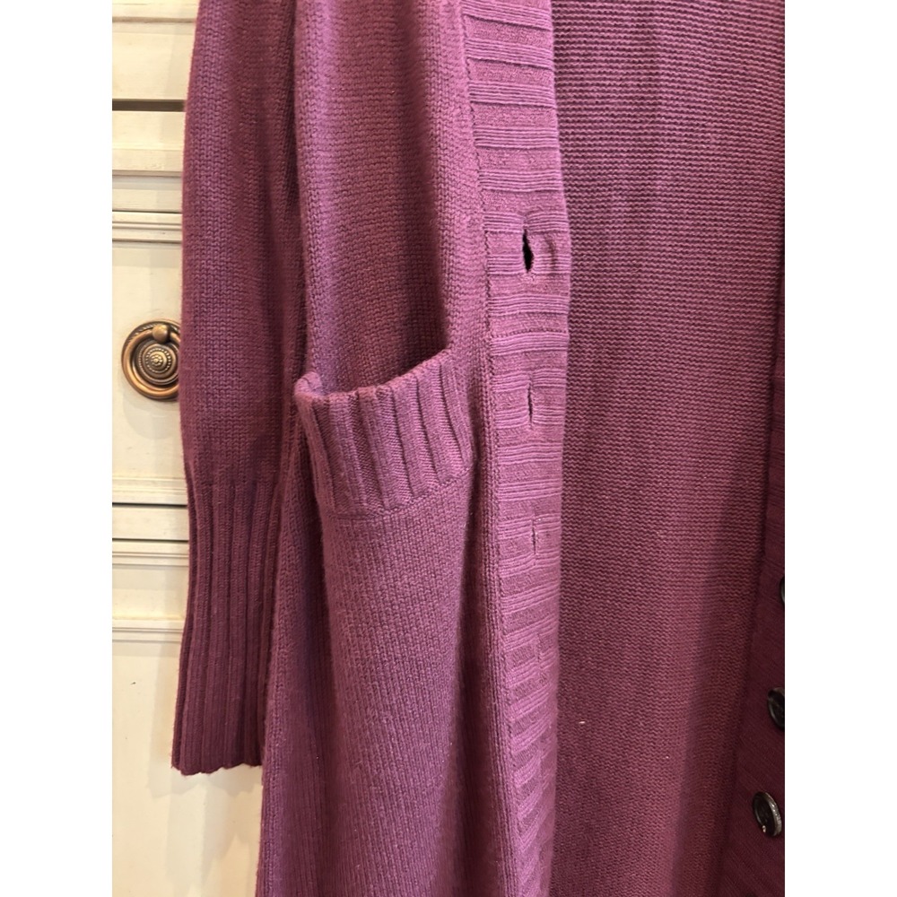 Neiman Marcus‎ Cashmere Full Length Purple Button Up Cardigan Duster Knit Small - Picture 5 of 10
